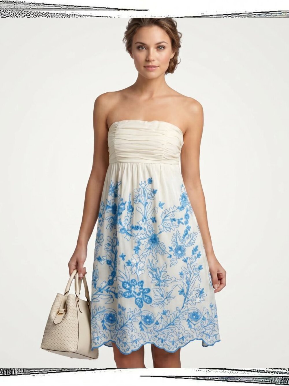 NWOT: Strapless Embroidered Lace Dress w/ Lining (4) by Vanessa Virginia